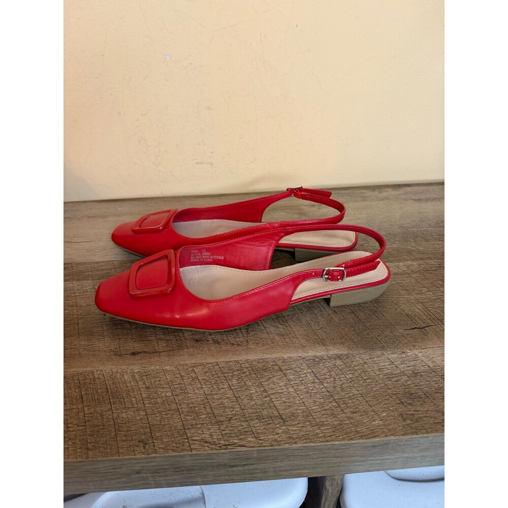 Barness orna Red Slingback Square Toe Flats Womens size 10